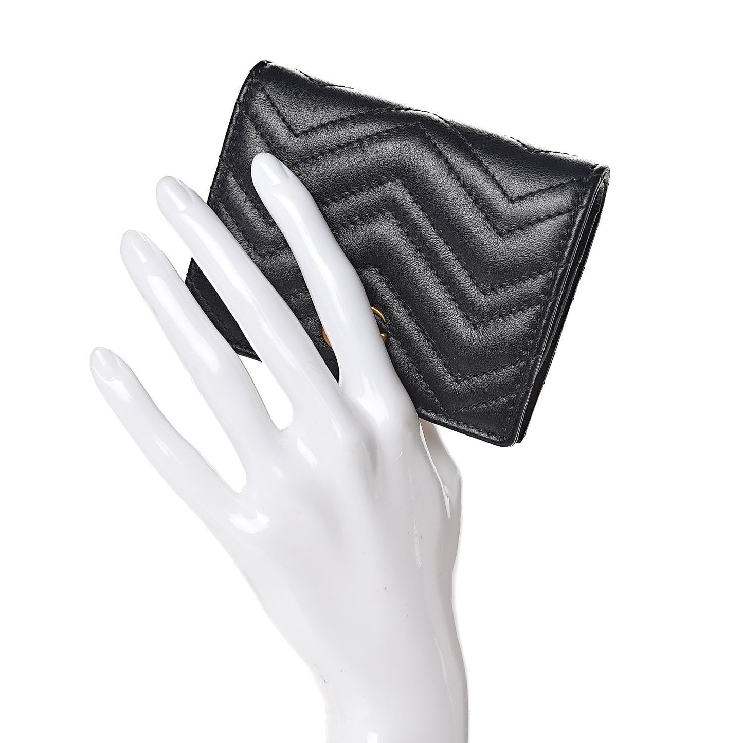 Calfskin Matelasse GG Marmont Card Case Wallet Black