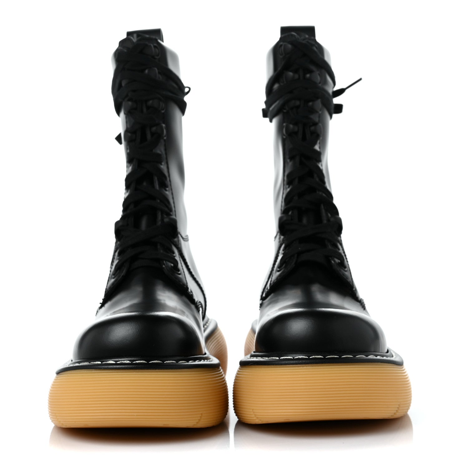 Bottega Veneta Calfskin The Swell Lace Up Boots 35.5 Black Natural Rubber 2 of 6