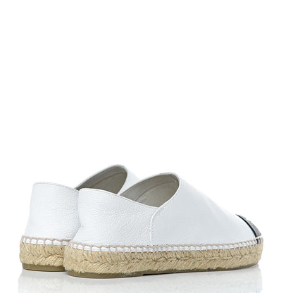 Chanel Grained Calfskin CC Espadrilles 38 White Black 4 of 9