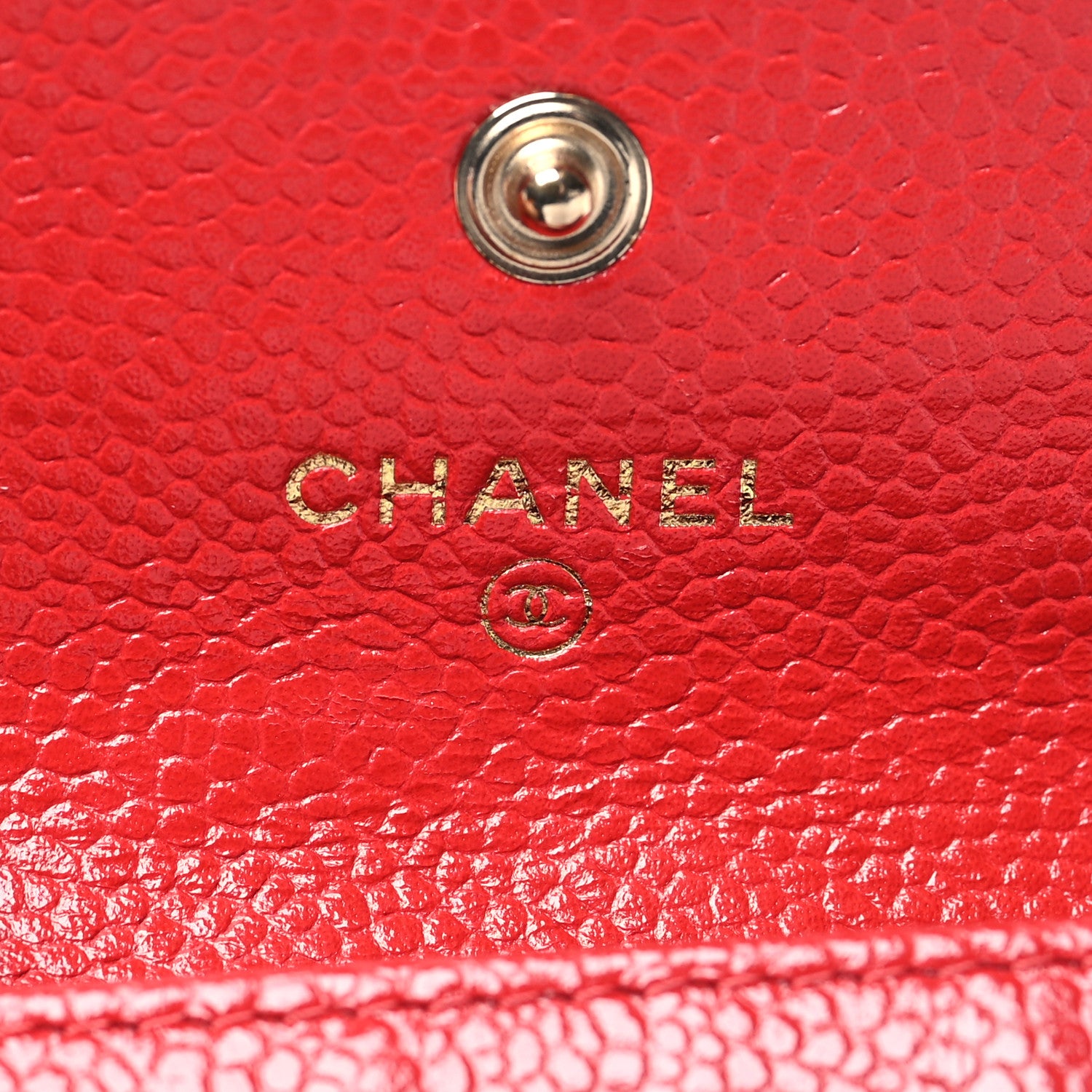 Chanel Caviar Camellia Embossed Card Holder Wallet Red 6 of 9