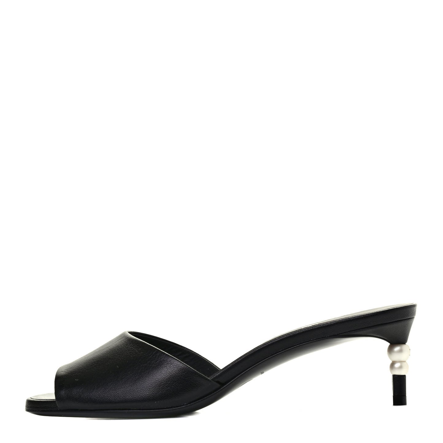 Goatskin Pearl Peep Toe Mules 37 Black