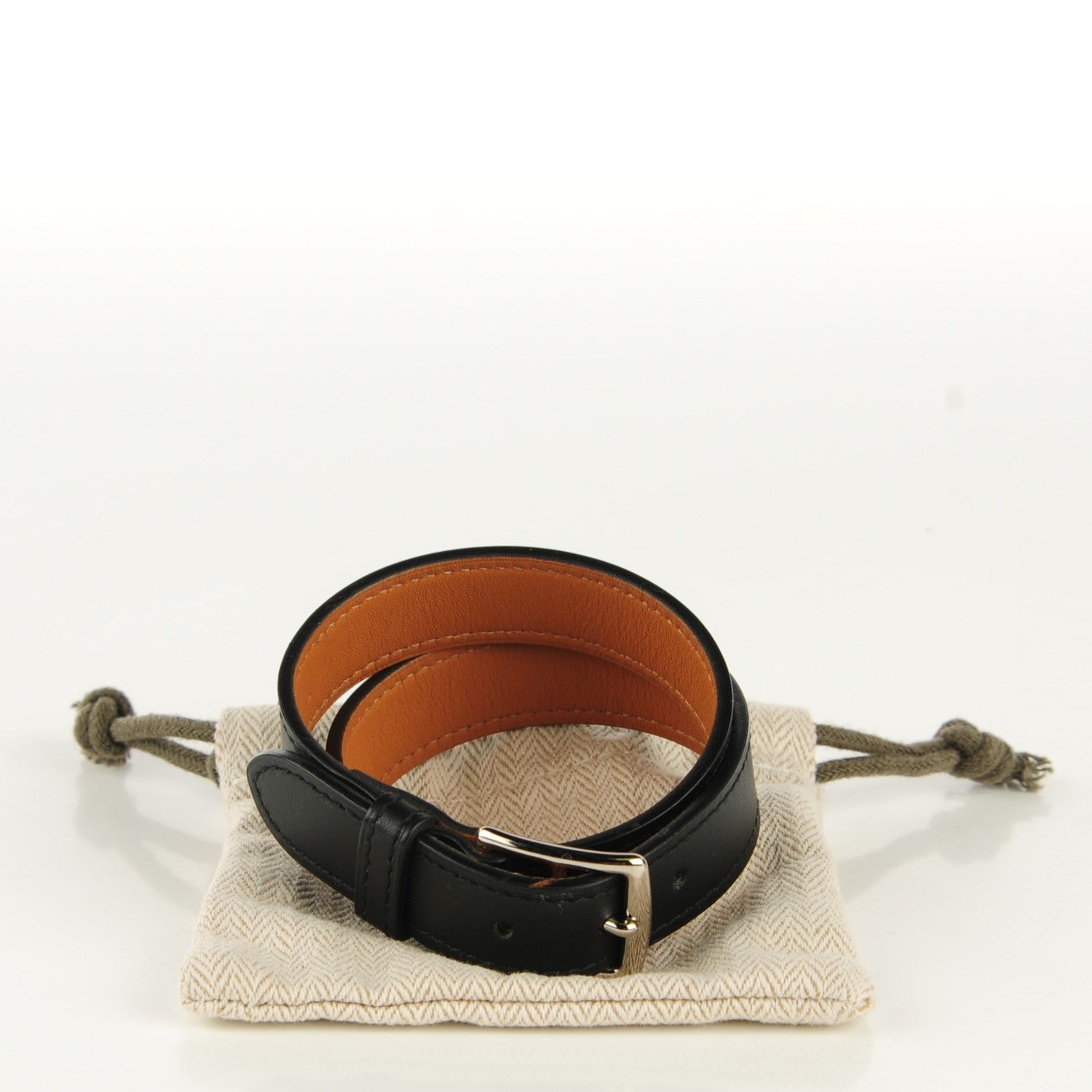 Hermes Hunter Cowhide Etriviere Double Tour Bracelet L Black 4 of 9