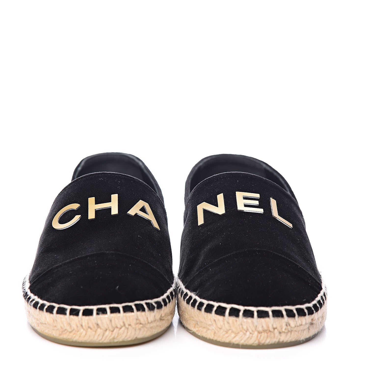 Chanel Velvet Logo Espadrilles 38 Black 2 of 10