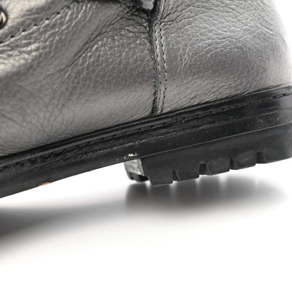 Chanel Metallic Grained Calfskin Patent Cap Toe Combat Short Boots 37.5 Dark Silver 15 of 15