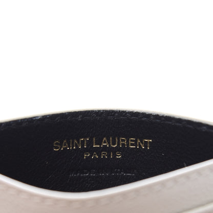 Saint Laurent Grain De Poudre Matelasse Chevron Monogram Credit Card Case Blanc Vintage 5 of 8