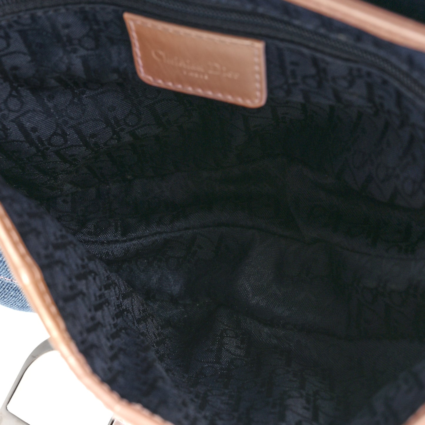 Patent Denim Jeans Saddle Bag Blue Pink
