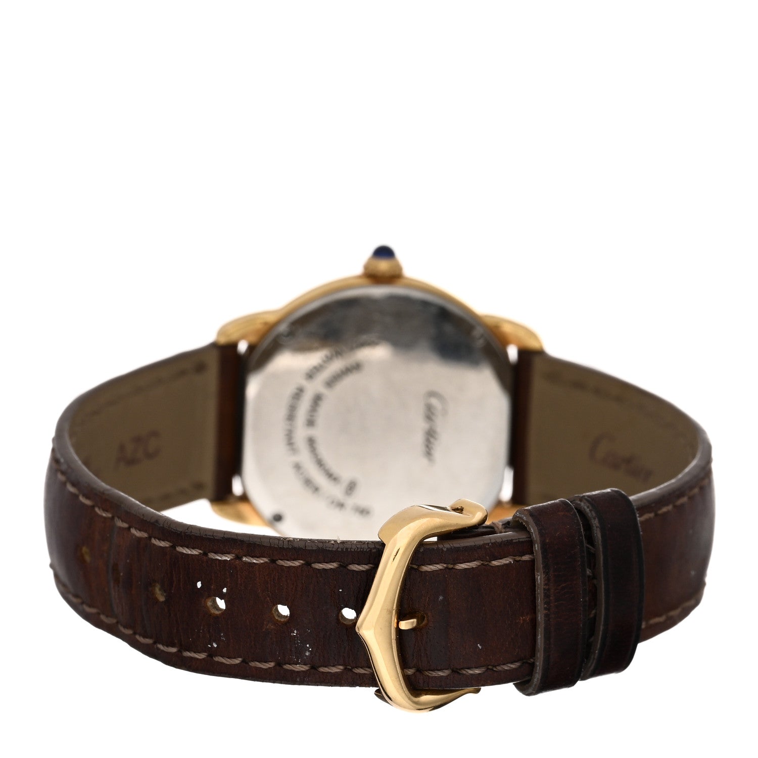 Cartier Stainless Steel 18K Yellow Gold Alligator 29mm Ronde Solo Quartz Watch Brown 3 of 5
