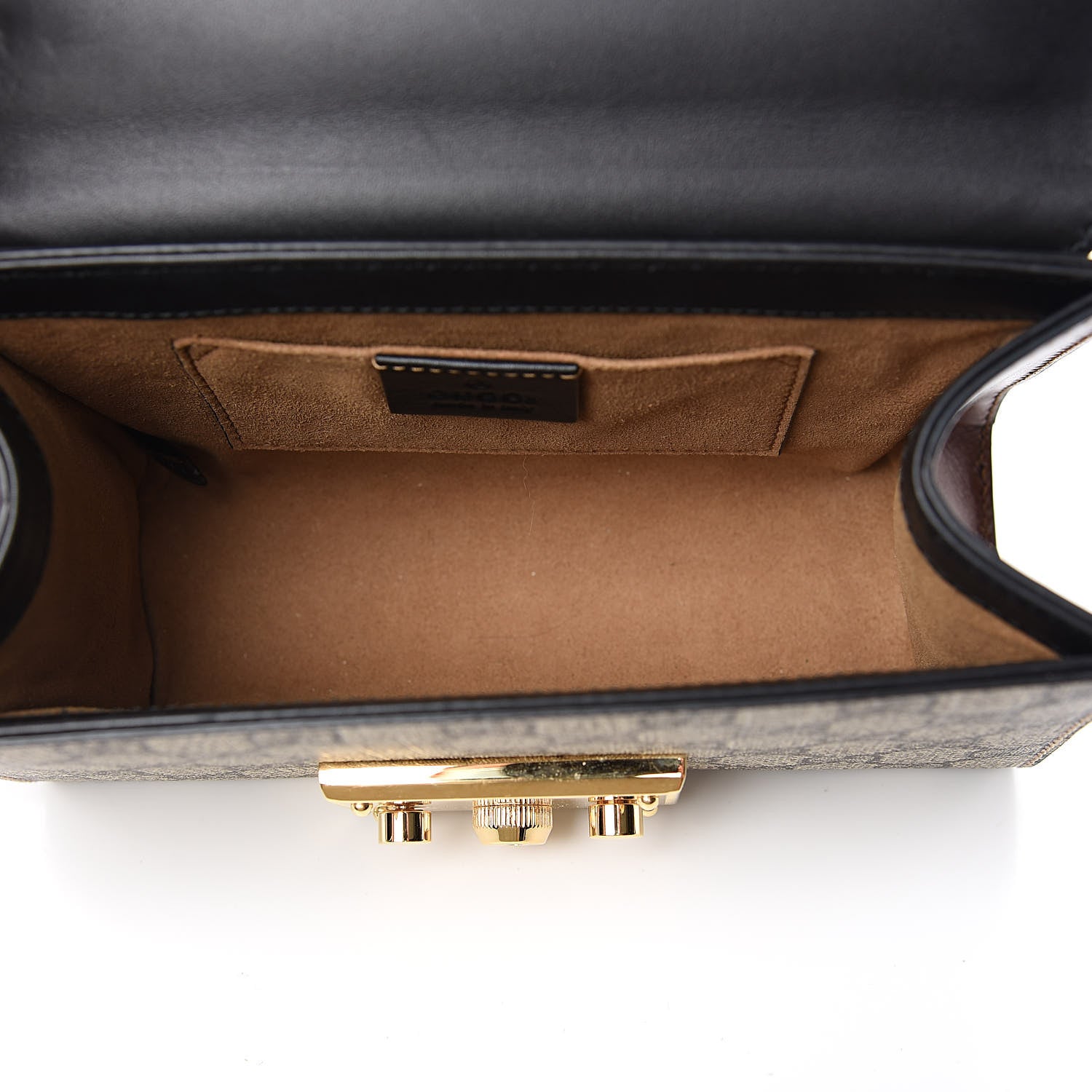 Gucci GG Supreme Monogram Calfskin Small Padlock Shoulder Bag Beige Black Cuir 5 of 10