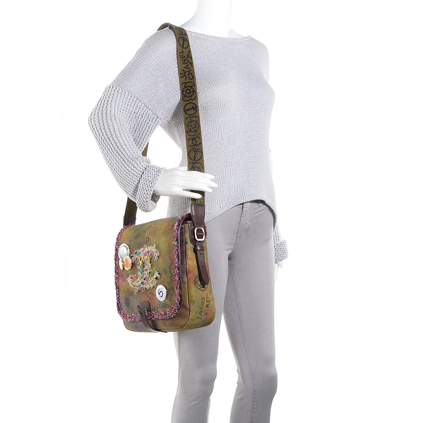 Washed Toile Graffiti On The Pavements Messenger Khaki Multicolor