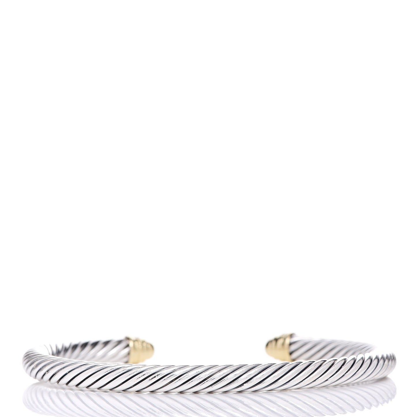 Sterling Silver 18K Yellow Gold Diamond 5mm Cable Classics Bracelet
