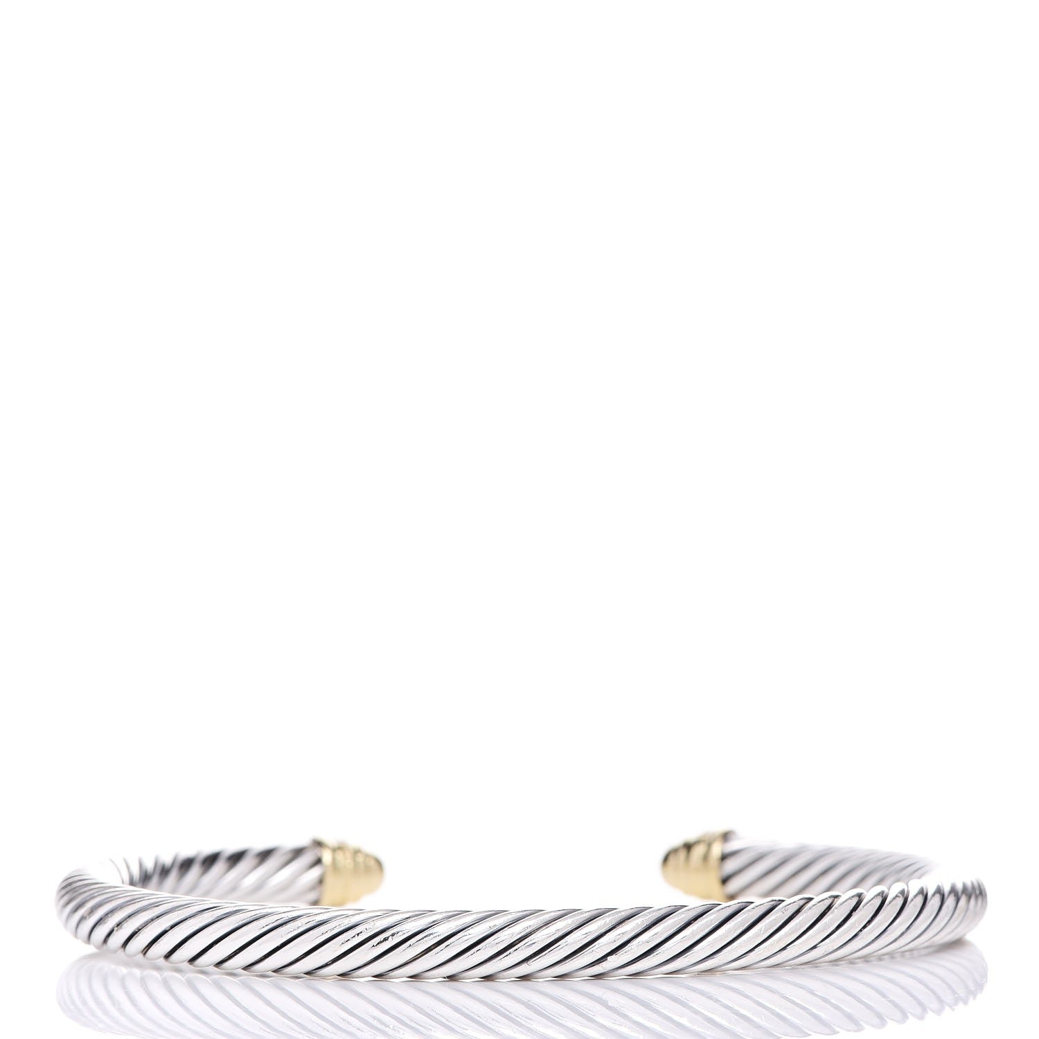 David Yurman Sterling Silver 18K Yellow Gold Diamond 5mm Cable Classics Bracelet 3 of 4