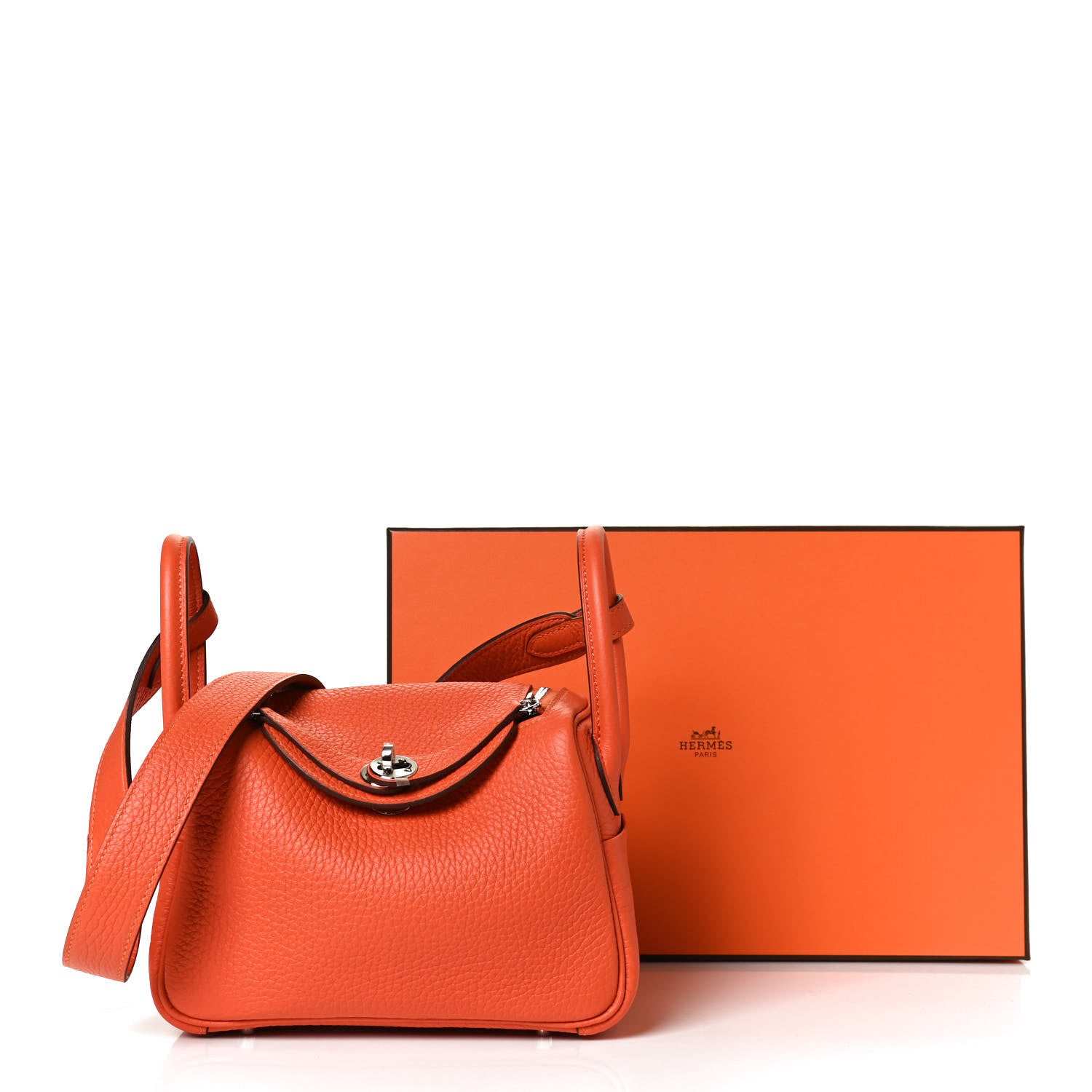 Hermes Taurillon Clemence Mini Lindy 20 Feu 10 of 10