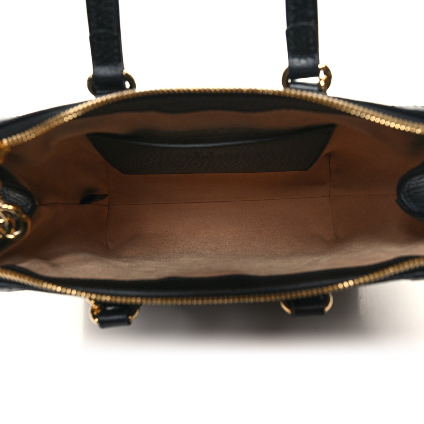 Textured Calfskin Web Small Ophidia Tote Bag Black