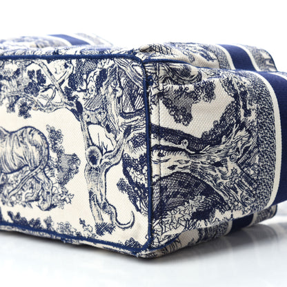 Christian Dior Canvas Embroidered Toile De Jouy Catherine Tote Blue 7 of 10