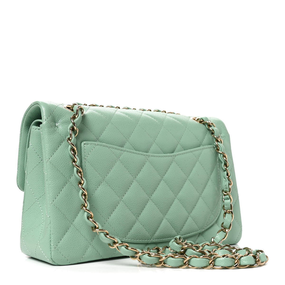Chanel Caviar Quilted Small Double Flap Light Green 3 of 10