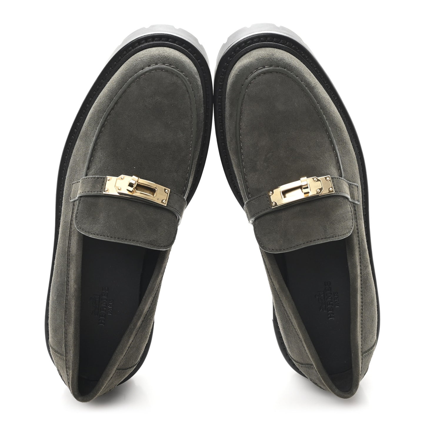 Chevre Velours Womens Icone Loafers 37 Vert Foret