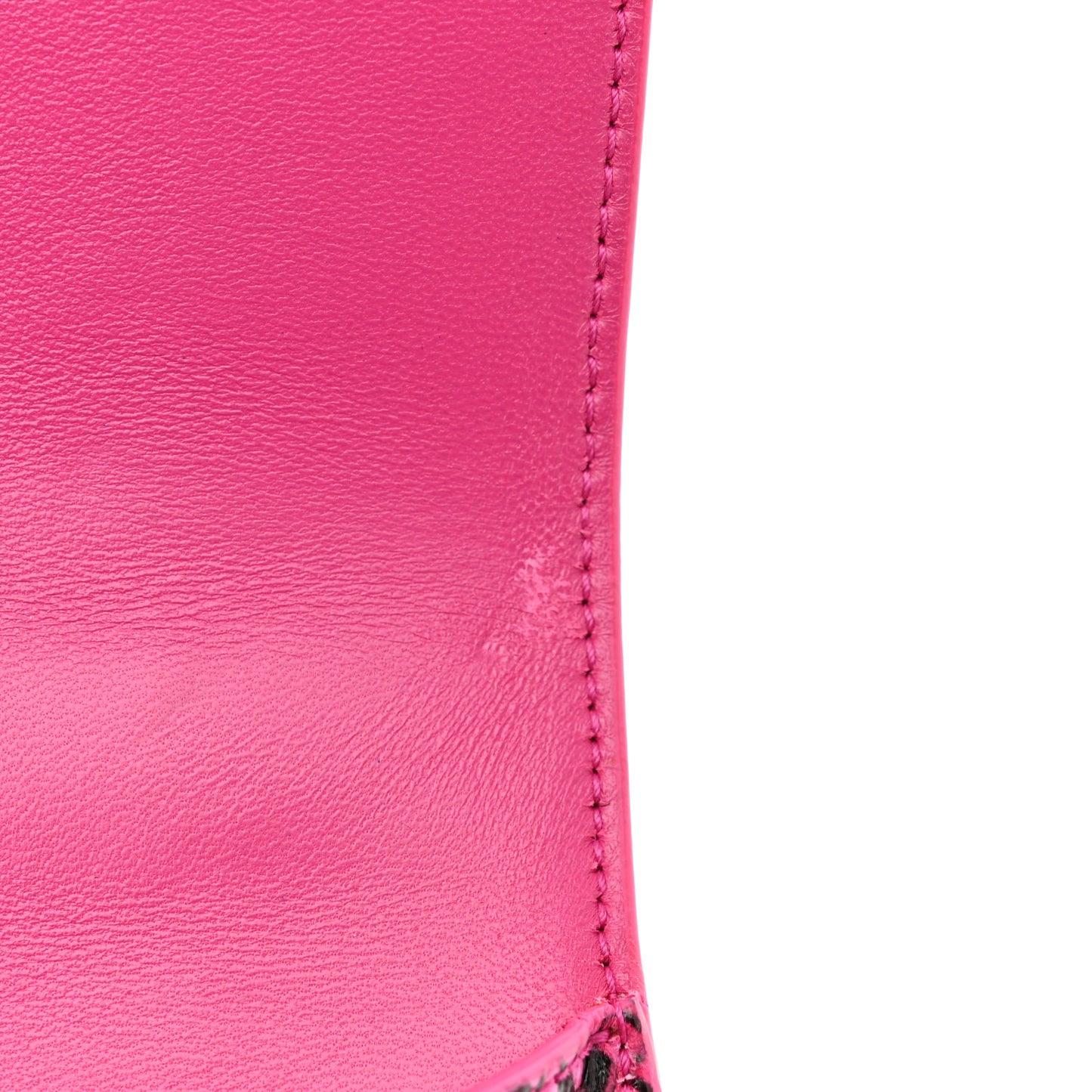 Shiny Calfskin Python Effect Small Hourglass Top Handle Bag Fuchsia Black