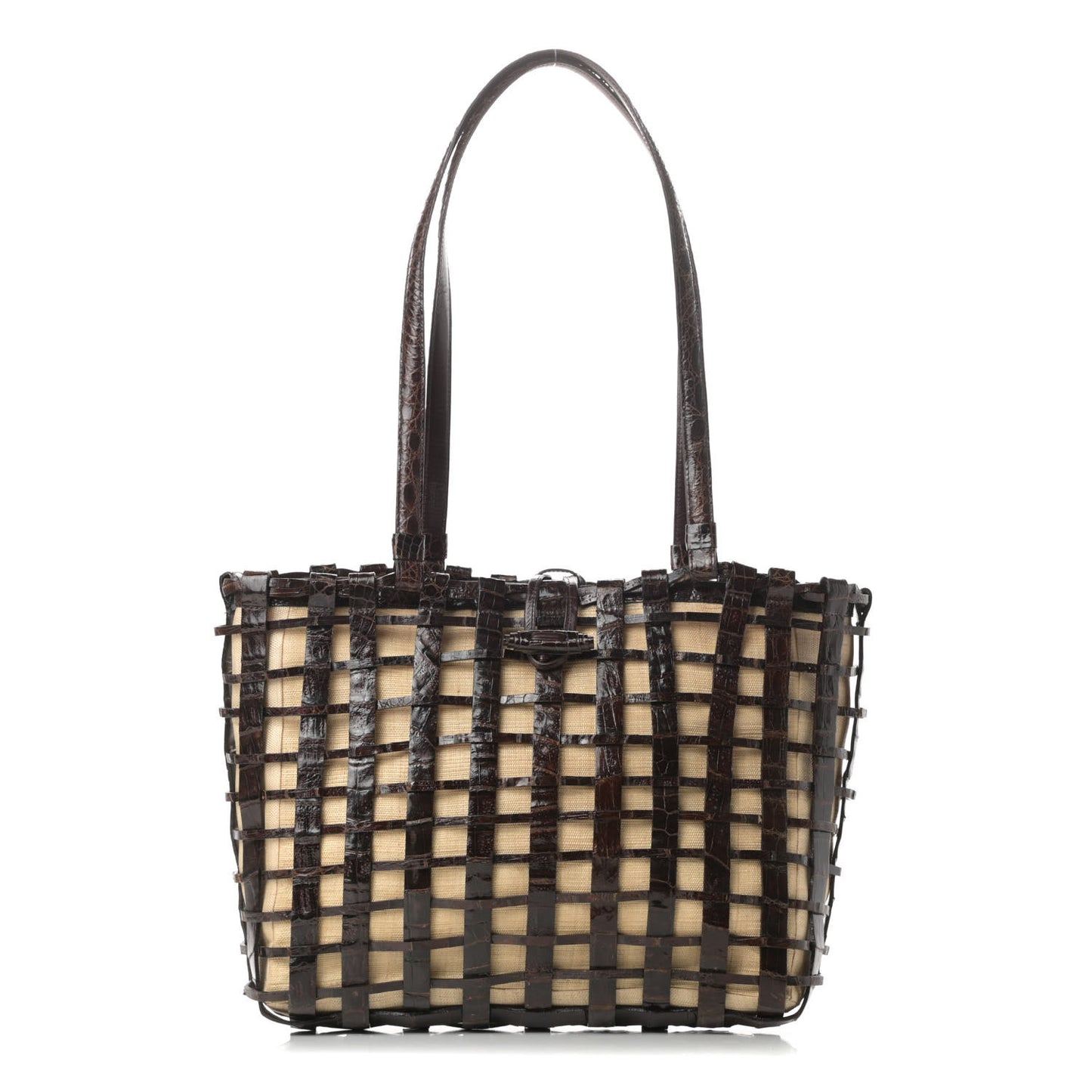 Crocodile Woven Tote Brown