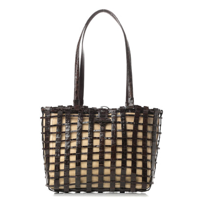 Nancy Gonzalez Crocodile Woven Tote Brown 1 of 13