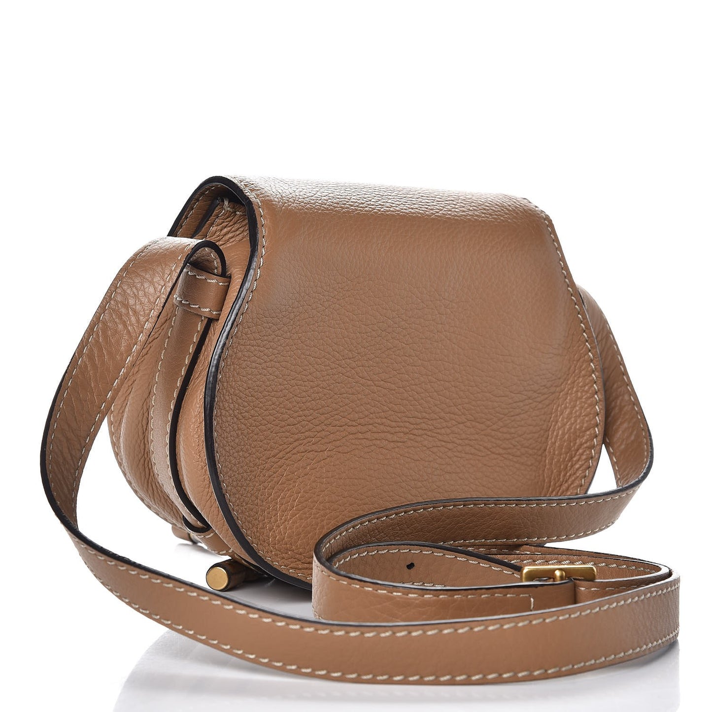 Calfskin Mini Marcie Round Crossbody Bag Nut