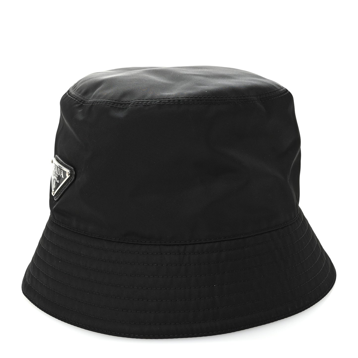 Re-Nylon Metal Triangle Logo Womens Bucket Hat M Black