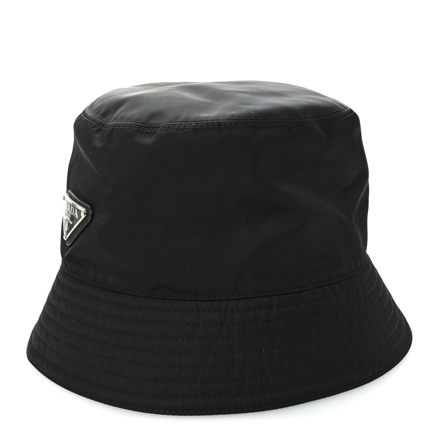 Prada Re-Nylon Metal Triangle Logo Womens Bucket Hat M Black 1 of 9