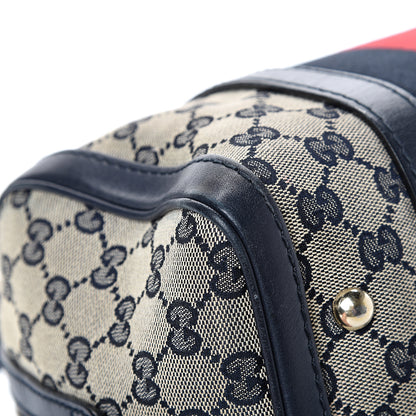 Gucci Monogram Vintage Web Small Boston Navy 8 of 19