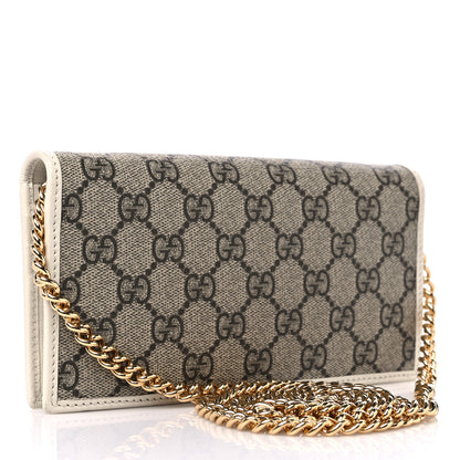 Gucci GG Supreme Monogram Azalea Calfskin Horsebit 1955 Wallet On Chain Beige Ebony Mystic White 3 of 8