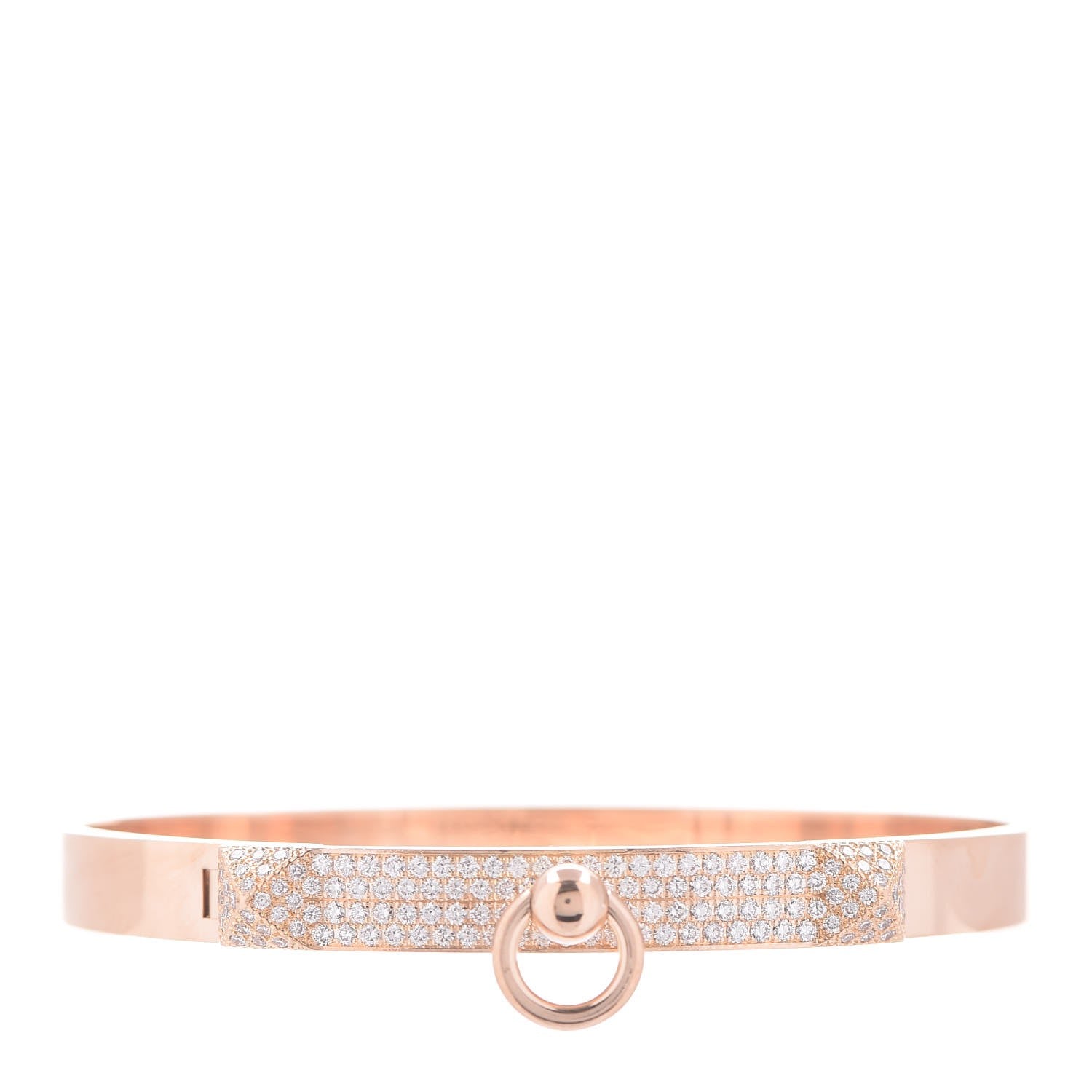 Hermes 18K Rose Gold Diamond PM Collier De Chien Pave Bracelet SH 1 of 4