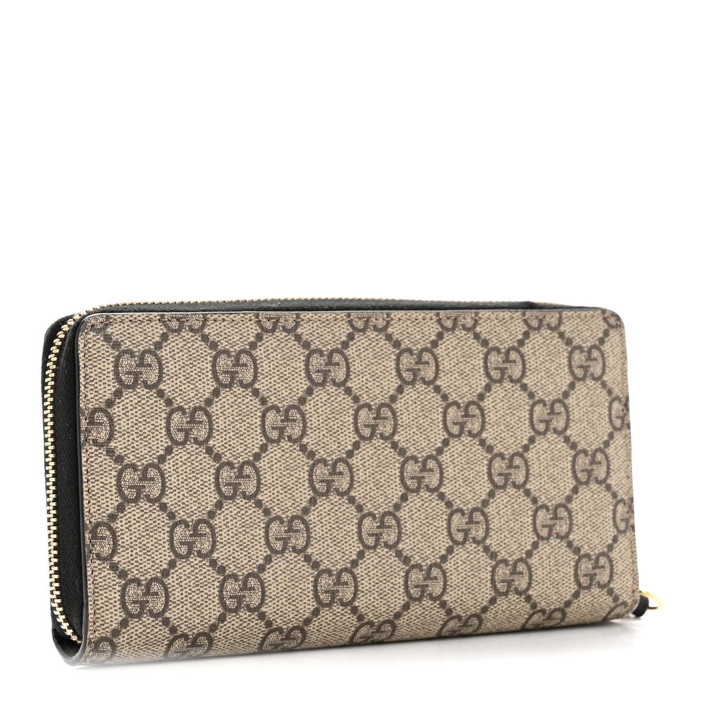 Dollar Calfskin GG Supreme Monogram GG Marmont Zip Around Wallet Black Beige Ebony