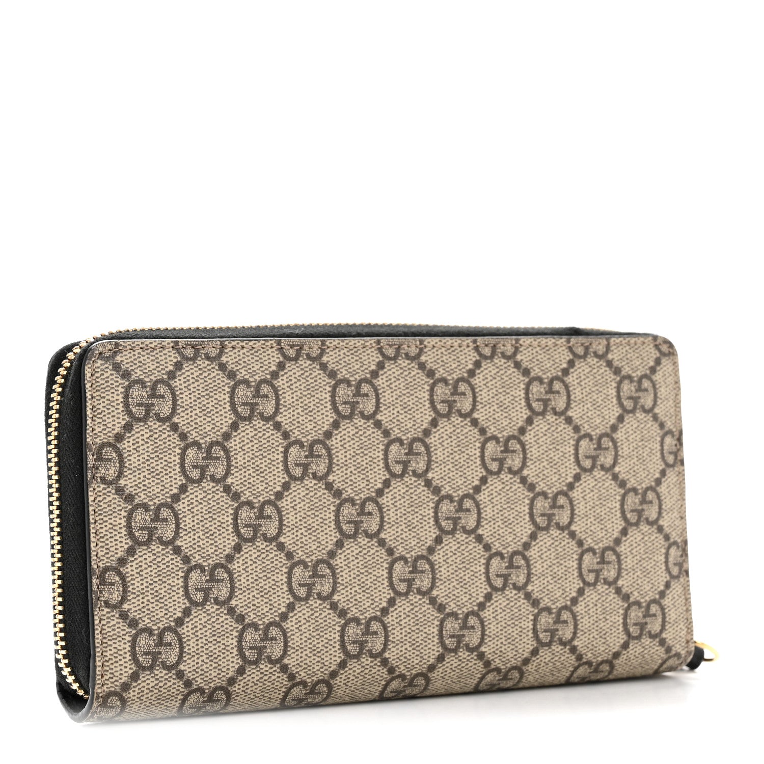 Gucci Dollar Calfskin GG Supreme Monogram GG Marmont Zip Around Wallet Black Beige Ebony 3 of 9