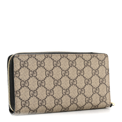 Gucci Dollar Calfskin GG Supreme Monogram GG Marmont Zip Around Wallet Black Beige Ebony 3 of 9