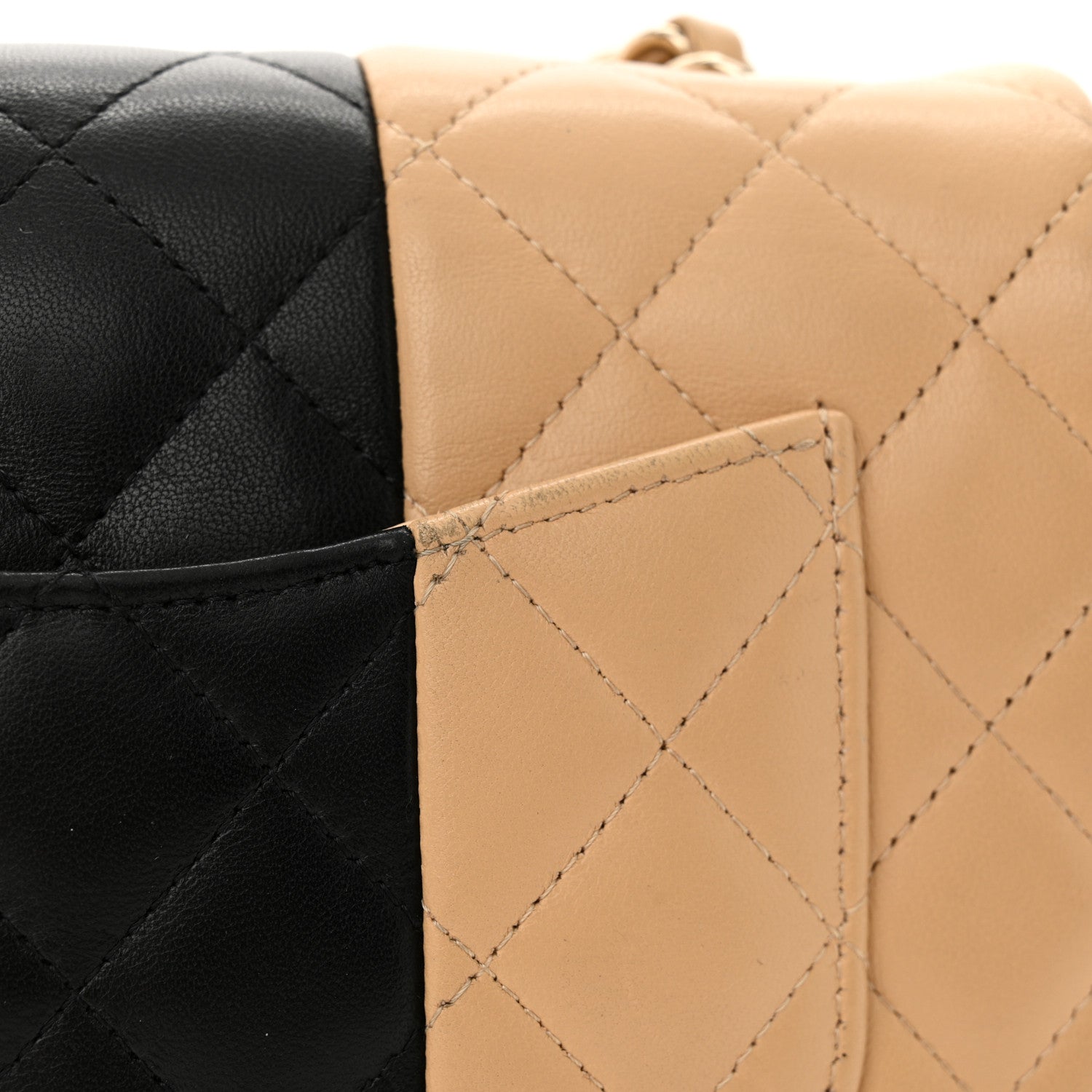 Chanel Lambskin Quilted Mini Rectangular Flap Beige Black 15 of 18