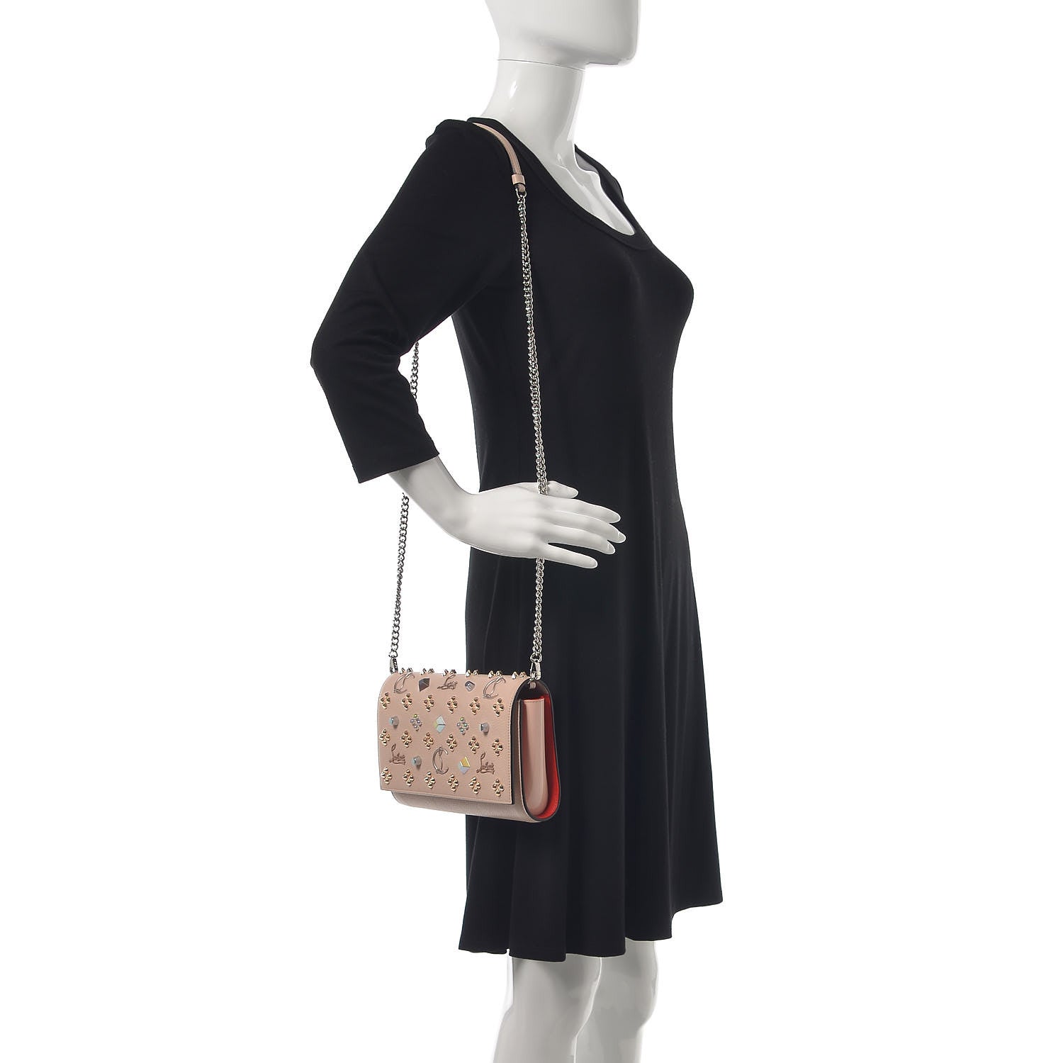 Christian Louboutin Calfskin Spikes Loubinthesky Paloma Clutch Ballerina 2 of 11