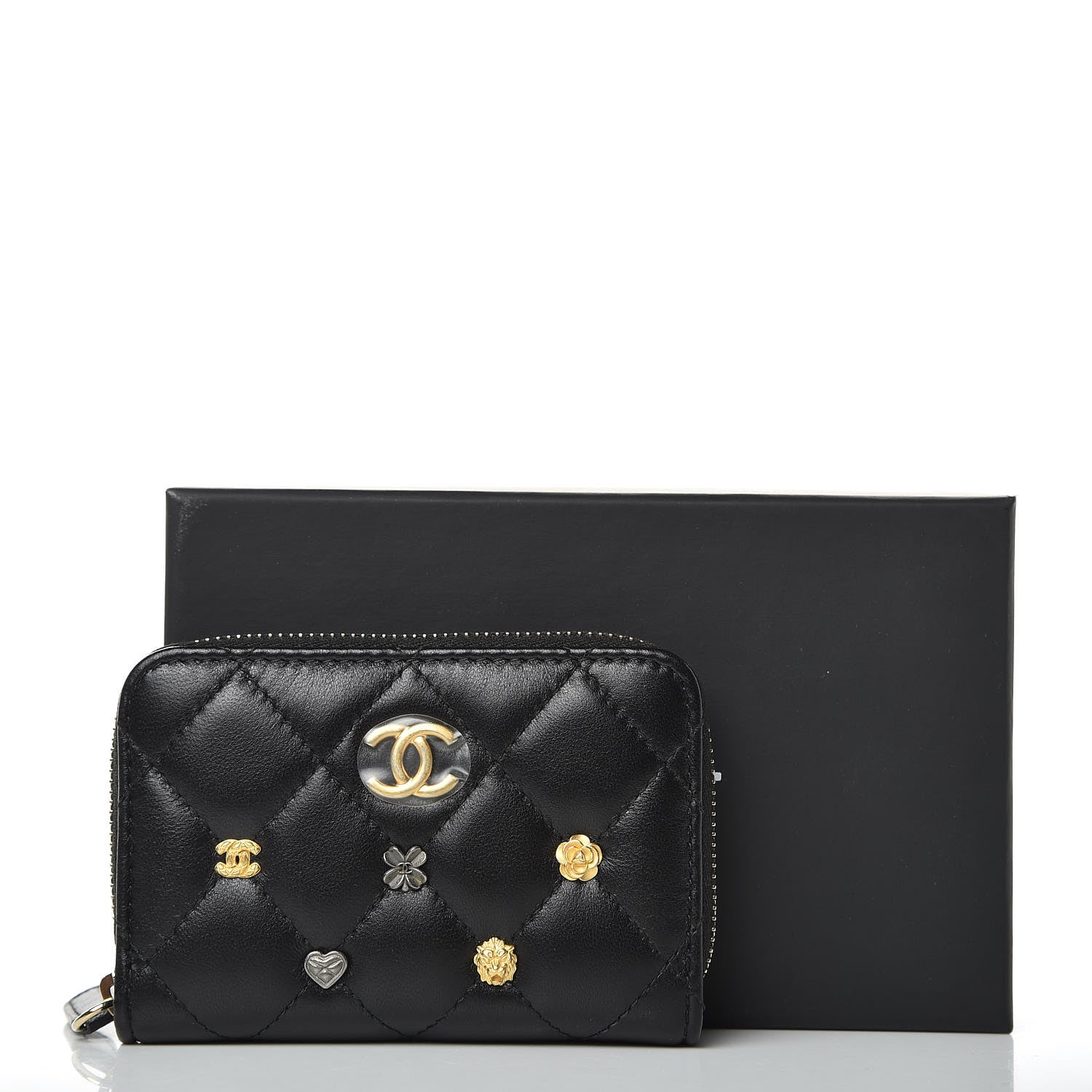 Chanel Lambskin Lucky Charms Zip Coin Purse Black 8 of 8
