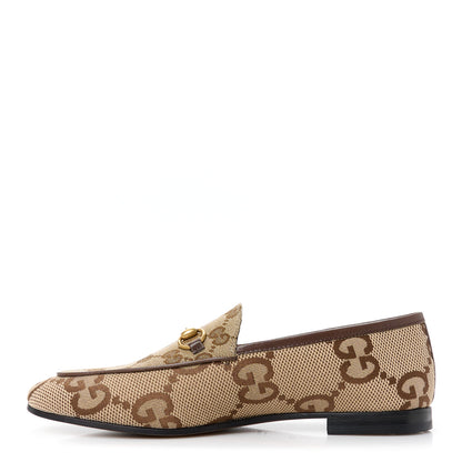 Gucci Monogram Jumbo GG Malaga Kid Horsebit Womens Jordaan Loafers 39.5 Camel Ebony New Acero Beige 1 of 10