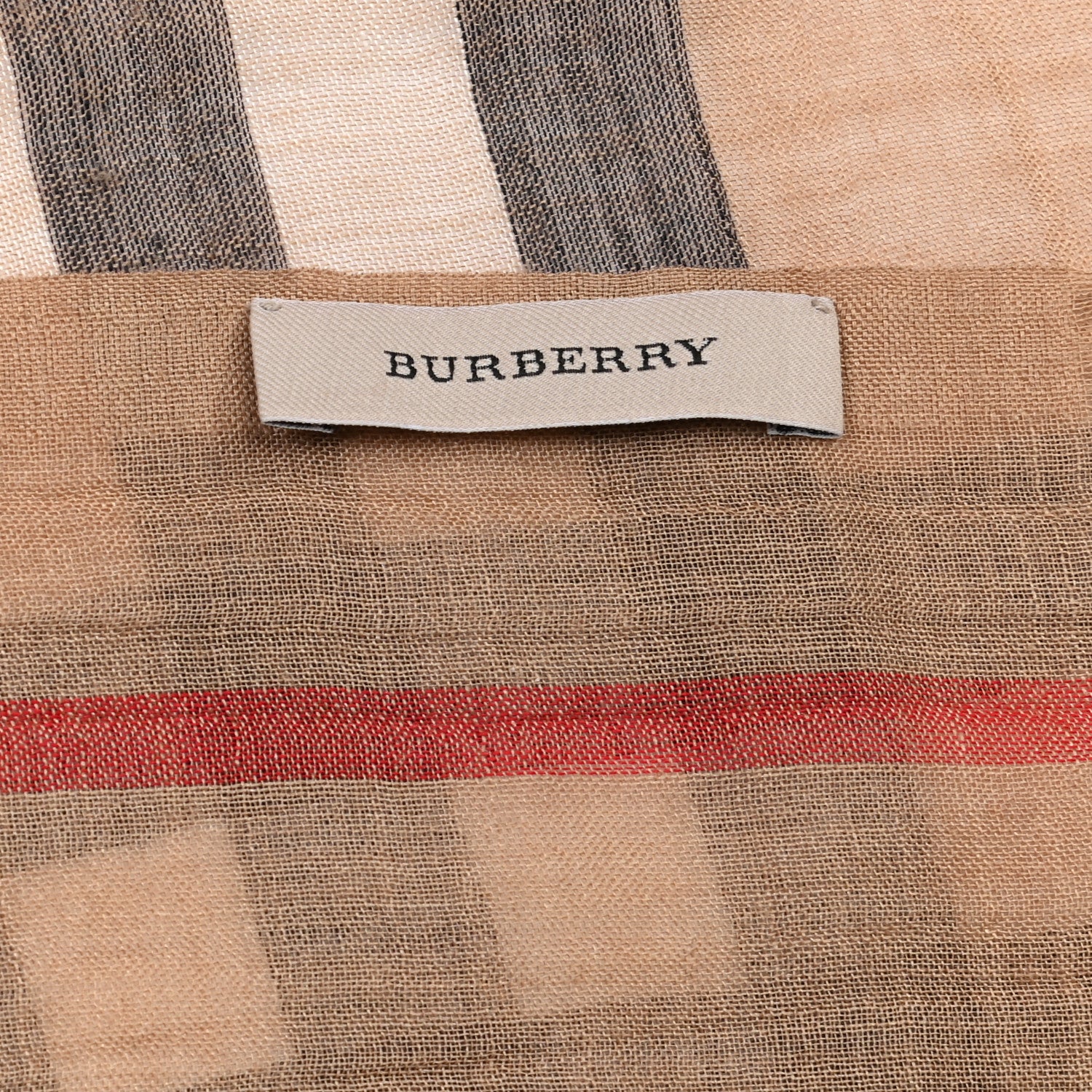 Burberry Wool Silk House Check Lightweight Scarf Camel 4 of 4