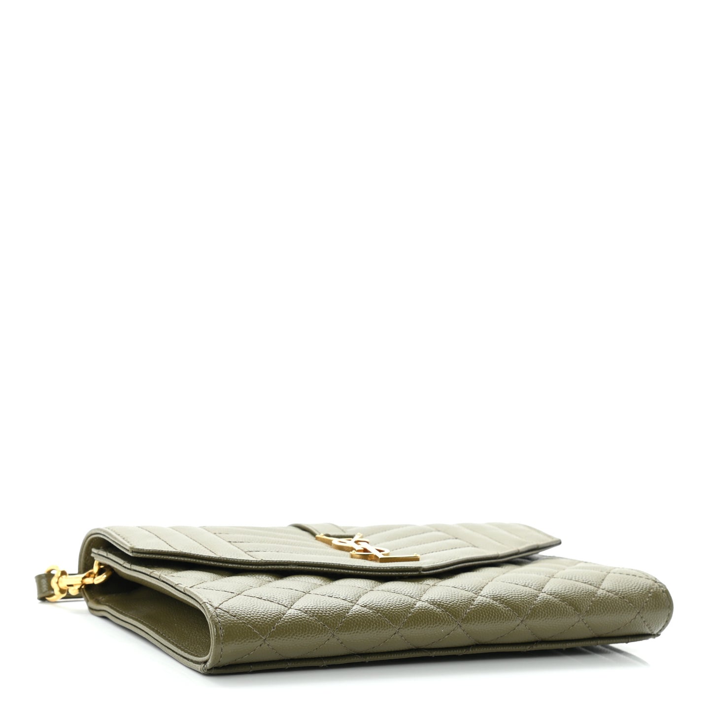 Grain De Poudre Textured Mixed Matelasse Triquilt Monogram Clutch Vert Kaki