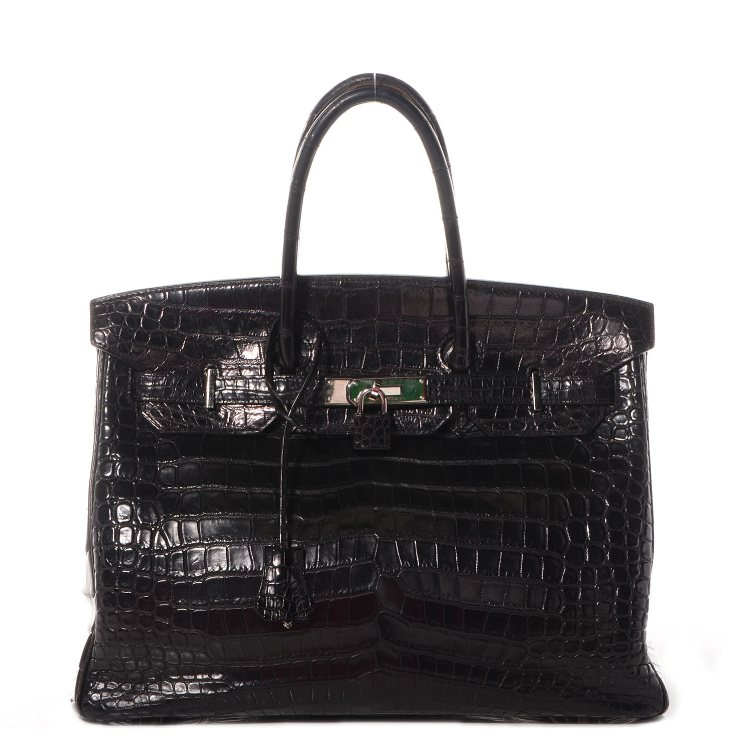 Hermes Matte Porosus Crocodile Birkin 35 Black 1 of 10