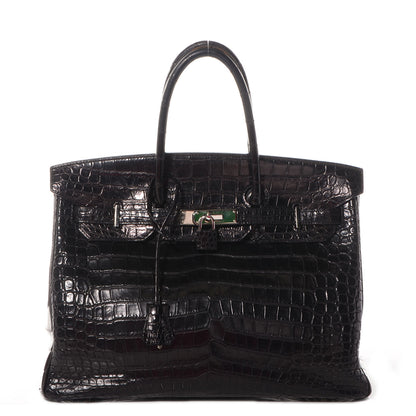 Hermes Matte Porosus Crocodile Birkin 35 Black 1 of 10