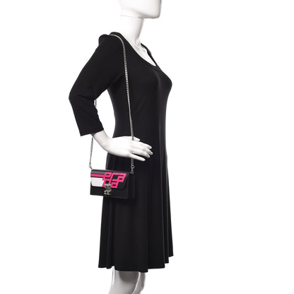 Prada City Calfskin Racing Logo Mini Elektra Crossbody Bag Fuxia Black 2 of 10