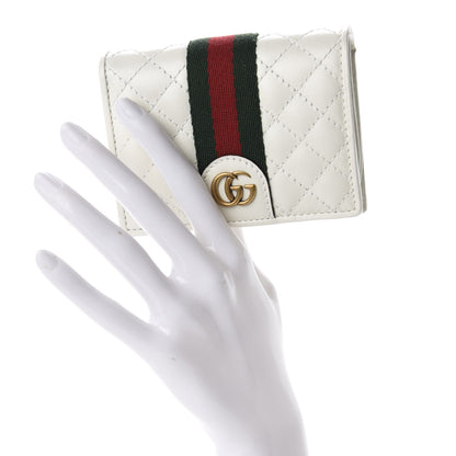 Gucci Calfskin Web Trapuntata GG Card Case Wallet Off White 2 of 8