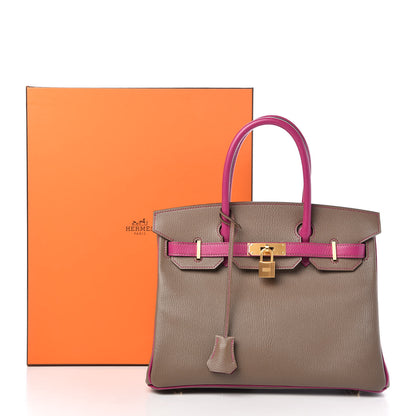 Hermes Chevre Mysore Horseshoe Birkin 30 Etoupe Rose Pourpre 11 of 11