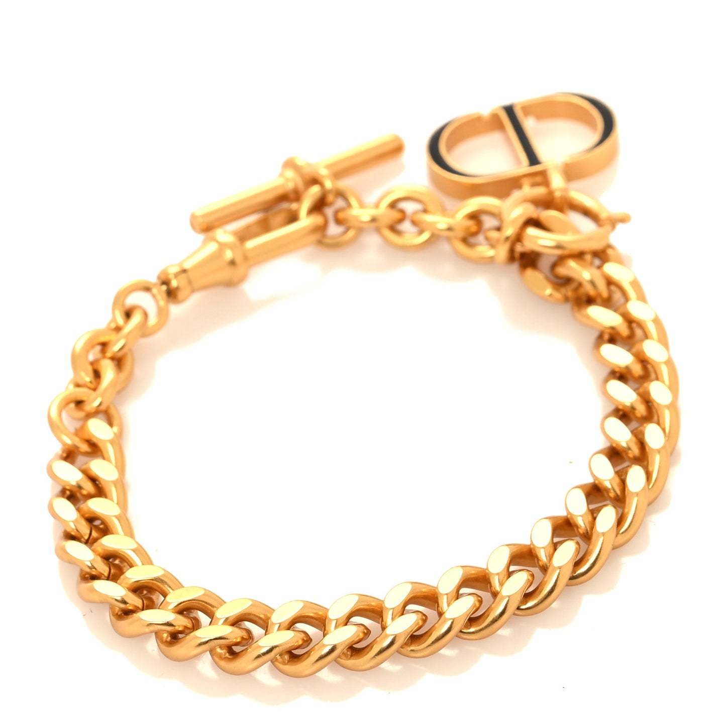 Metal Petit CD Chain Bracelet Gold Black
