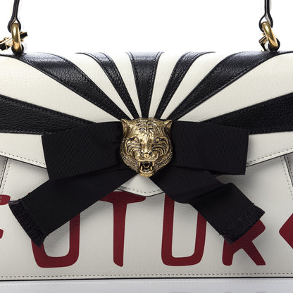 Gucci Calfskin Osiride Future Top Handle Bag Mystic White Hibiscus Red Black 11 of 12