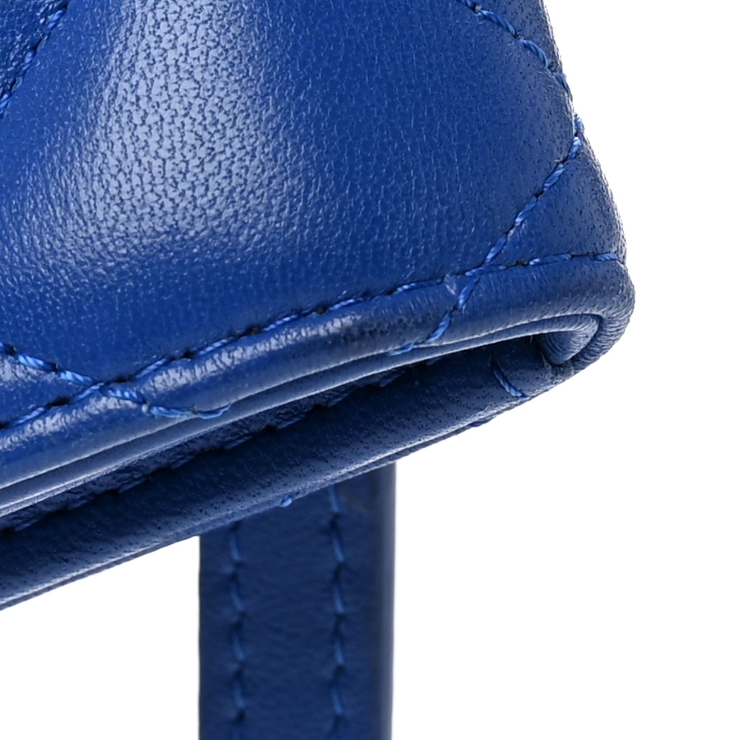 Lambskin Quilted Compact Flap Wallet Royal Blue