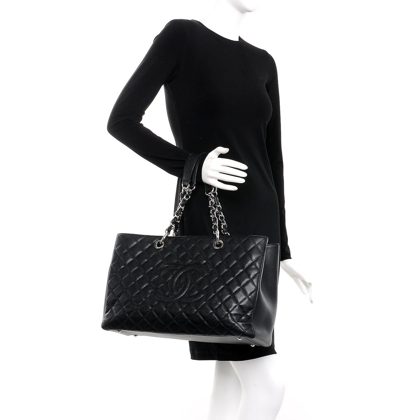 Caviar Quilted XL Grand Shopping Tote GST Black