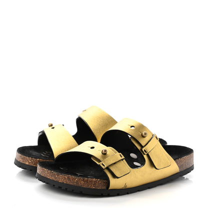 Saint Laurent Calfskin Metallic Jimmy Cross Slides 37.5 Gold 3 of 9