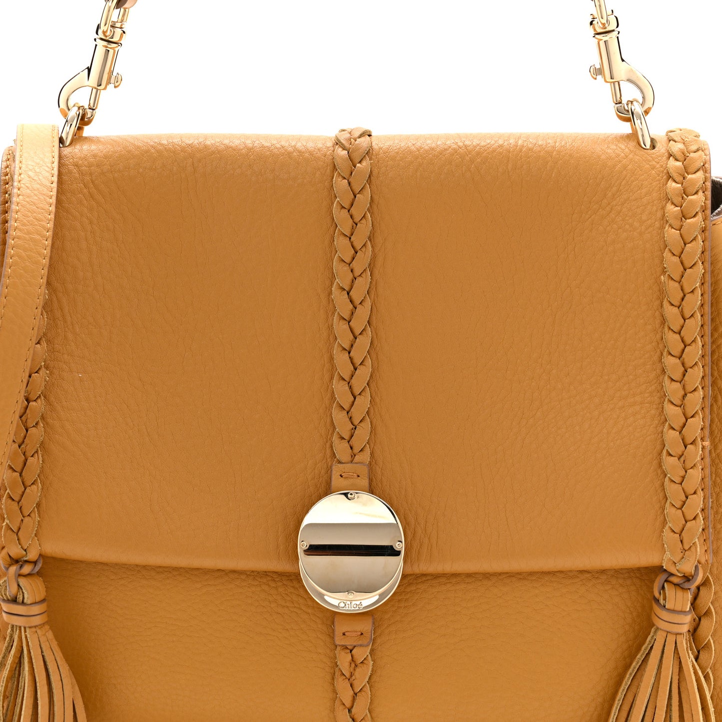 Grained Calfskin Medium Penelope Shoulder Bag Dusty Gold