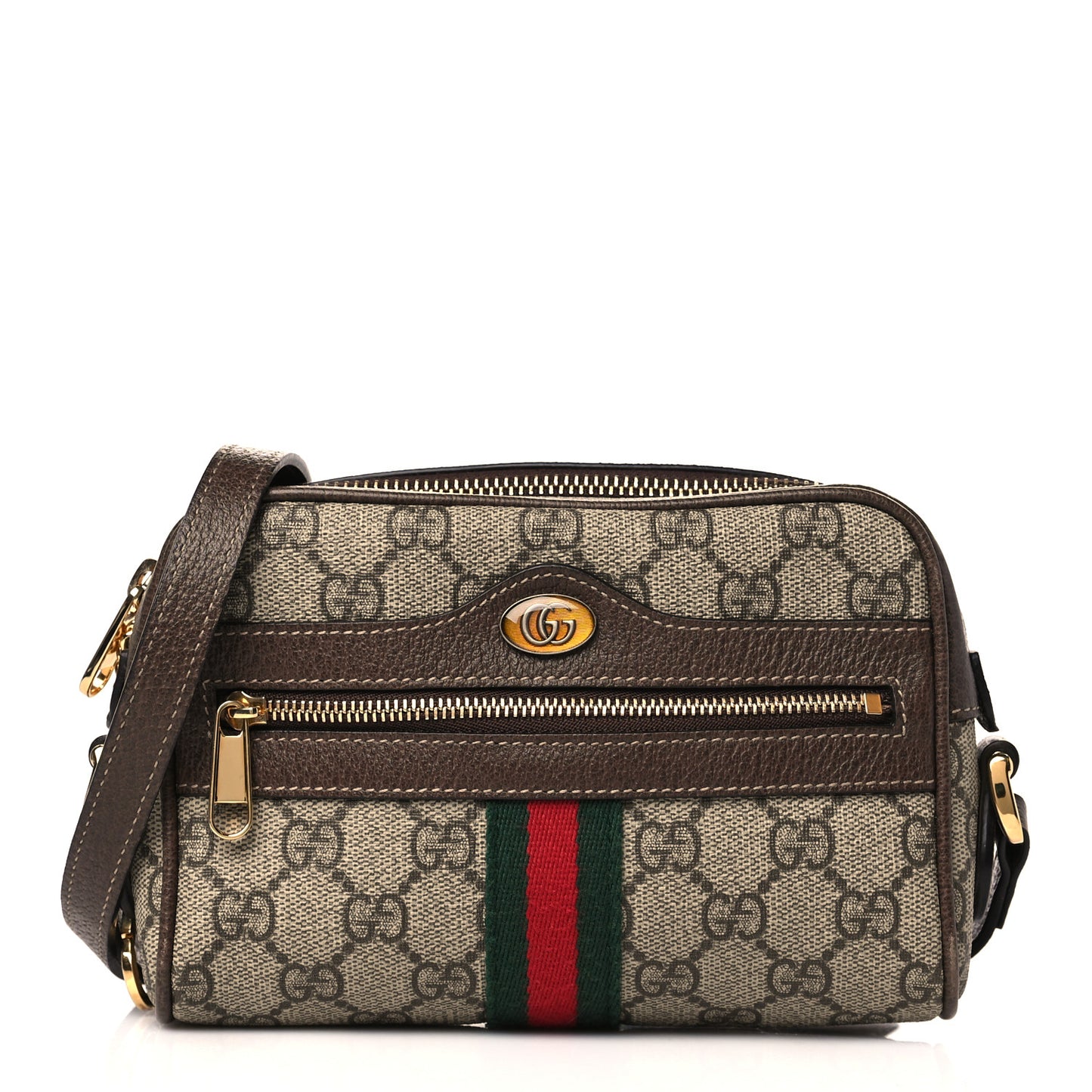 GG Supreme Monogram Web Mini Ophidia Shoulder Bag Brown